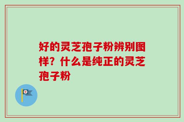 好的灵芝孢子粉辨别图样？什么是纯正的灵芝孢子粉