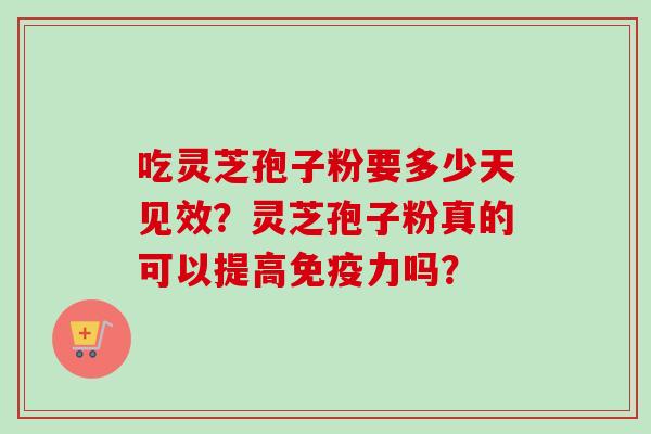 吃灵芝孢子粉要多少天见效?灵芝孢子粉真的可以提高免疫力吗? 吃灵芝孢子粉要多少天见效?灵芝孢子粉真的可以提高免疫力吗?