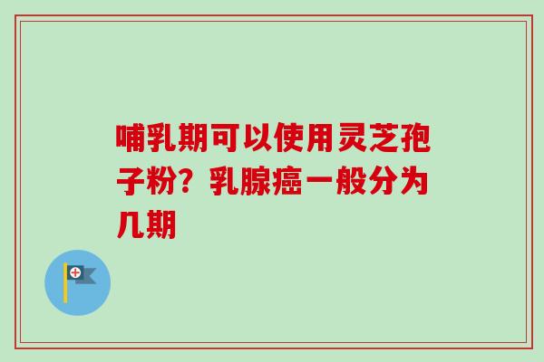哺乳期可以使用灵芝孢子粉？乳腺一般分为几期