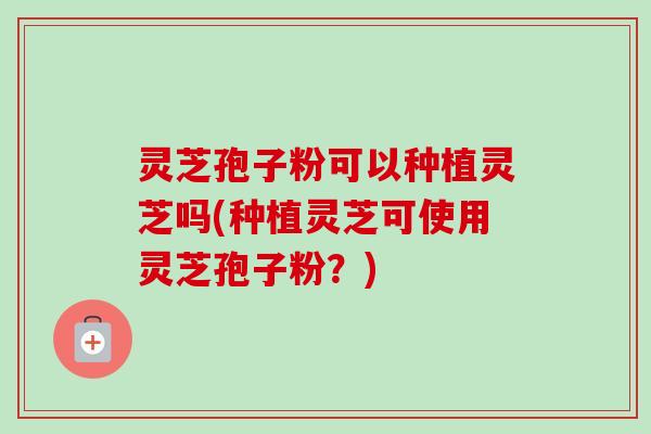 灵芝孢子粉可以种植灵芝吗(种植灵芝可使用灵芝孢子粉?) 灵芝孢子粉可以种植灵芝吗(种植灵芝可使用灵芝孢子粉?)