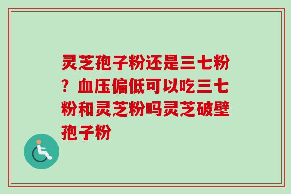 灵芝孢子粉还是三七粉?偏低可以吃三七粉和灵芝粉吗灵芝破壁孢子粉 灵芝孢子粉还是三七粉?偏低可以吃三七粉和灵芝粉吗灵芝破壁孢子粉