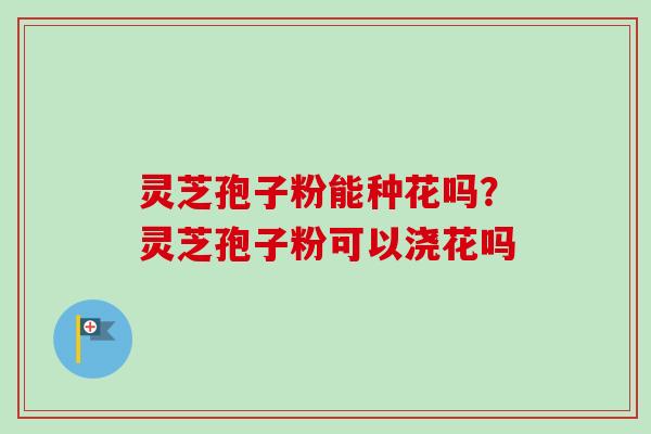 灵芝孢子粉能种花吗?灵芝孢子粉可以浇花吗 灵芝孢子粉能种花吗?灵芝孢子粉可以浇花吗
