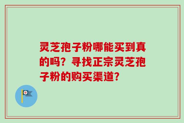 灵芝孢子粉哪能买到真的吗？寻找正宗灵芝孢子粉的购买渠道？