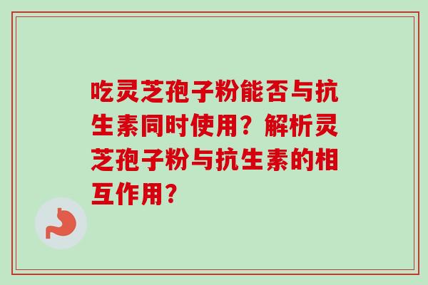 吃灵芝孢子粉能否与抗生素同时使用？解析灵芝孢子粉与抗生素的相互作用？