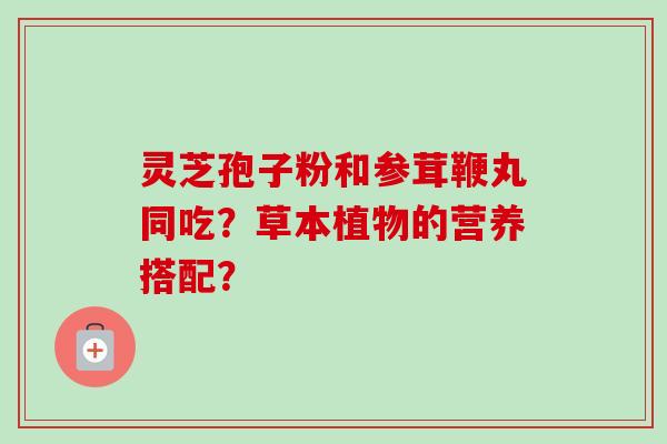 灵芝孢子粉和参茸鞭丸同吃?草本植物的营养搭配? 灵芝孢子粉和参茸鞭丸同吃?草本植物的营养搭配?