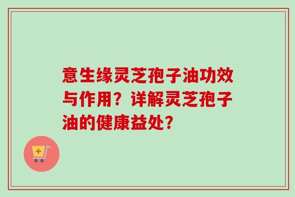 意生缘灵芝孢子油功效与作用？详解灵芝孢子油的健康益处？