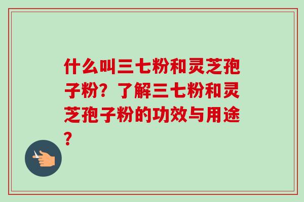 什么叫三七粉和灵芝孢子粉？了解三七粉和灵芝孢子粉的功效与用途？