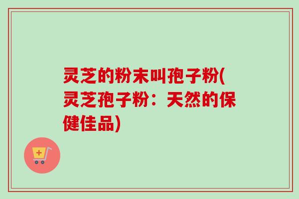 灵芝的粉末叫孢子粉(灵芝孢子粉：天然的保健佳品)