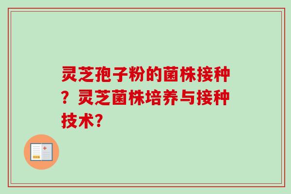 灵芝孢子粉的菌株接种?灵芝菌株培养与接种技术? 灵芝孢子粉的菌株接种?灵芝菌株培养与接种技术?