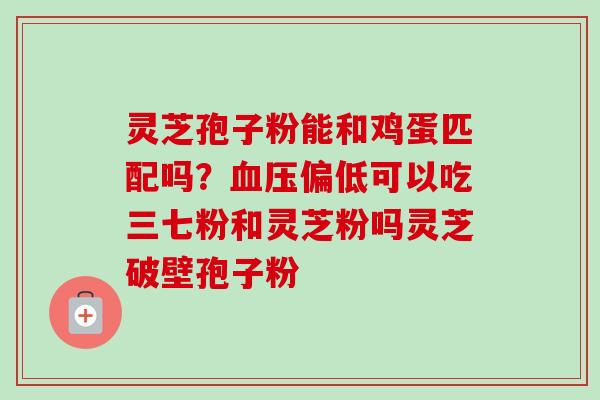 灵芝孢子粉能和鸡蛋匹配吗?偏低可以吃三七粉和灵芝粉吗灵芝破壁孢子粉 灵芝孢子粉能和鸡蛋匹配吗?偏低可以吃三七粉和灵芝粉吗灵芝破壁孢子粉