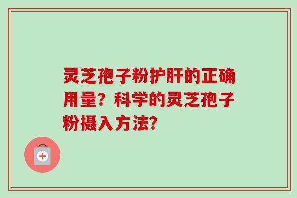 灵芝孢子粉的正确用量？科学的灵芝孢子粉摄入方法？