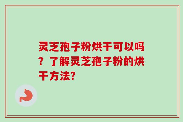 灵芝孢子粉烘干可以吗？了解灵芝孢子粉的烘干方法？