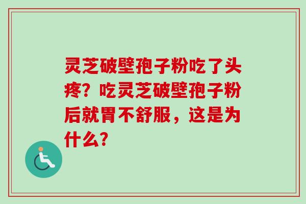灵芝破壁孢子粉吃了头疼?吃灵芝破壁孢子粉后就胃不舒服,这是为什么? 灵芝破壁孢子粉吃了头疼?吃灵芝破壁孢子粉后就胃不舒服,这是为什么?