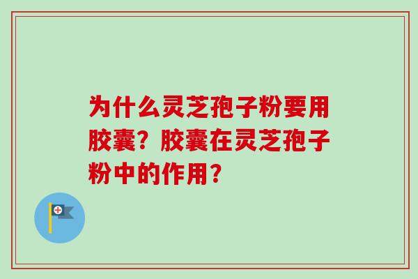 为什么灵芝孢子粉要用胶囊？胶囊在灵芝孢子粉中的作用？