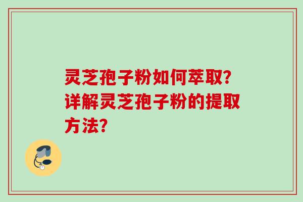 灵芝孢子粉如何萃取？详解灵芝孢子粉的提取方法？
