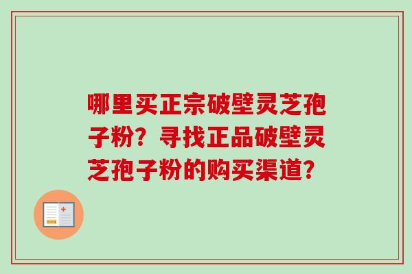 哪里买正宗破壁灵芝孢子粉？寻找正品破壁灵芝孢子粉的购买渠道？