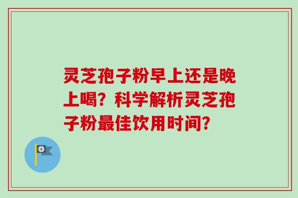 灵芝孢子粉早上还是晚上喝？科学解析灵芝孢子粉佳饮用时间？