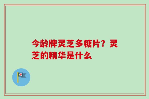 今龄牌灵芝多糖片？灵芝的精华是什么