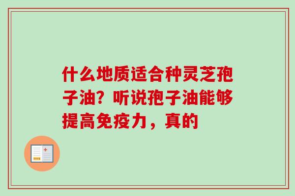 什么地质适合种灵芝孢子油?听说孢子油能够提高免疫力,真的 什么地质适合种灵芝孢子油?听说孢子油能够提高免疫力,真的