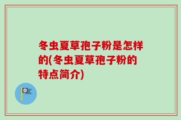 冬虫夏草孢子粉是怎样的(冬虫夏草孢子粉的特点简介) 冬虫夏草孢子粉是怎样的(冬虫夏草孢子粉的特点简介)