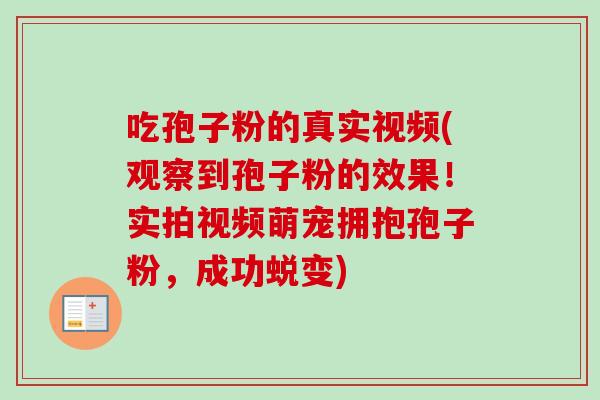 吃孢子粉的真实视频(观察到孢子粉的效果！实拍视频萌宠拥抱孢子粉，成功蜕变)