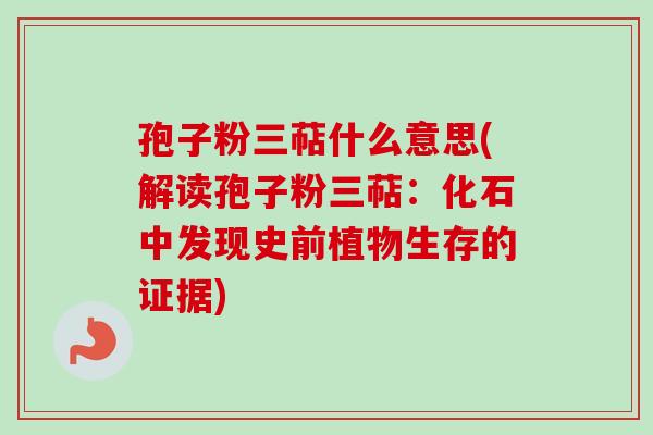 孢子粉三萜什么意思(解读孢子粉三萜:化石中发现史前植物生存的证据) 孢子粉三萜什么意思(解读孢子粉三萜:化石中发现史前植物生存的证据)