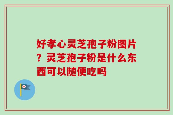 好孝心灵芝孢子粉图片?灵芝孢子粉是什么东西可以随便吃吗 好孝心灵芝孢子粉图片?灵芝孢子粉是什么东西可以随便吃吗