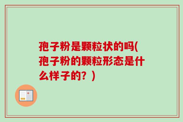 孢子粉是颗粒状的吗(孢子粉的颗粒形态是什么样子的？)