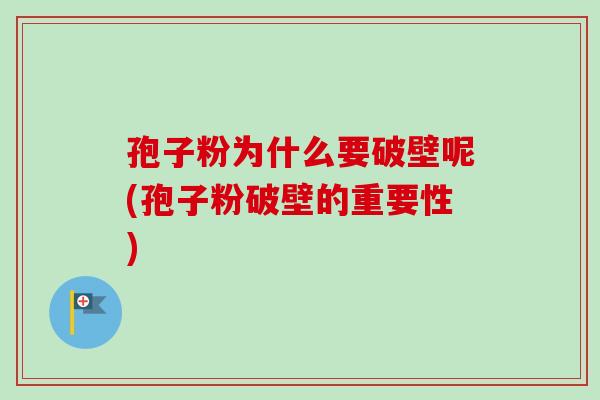 孢子粉为什么要破壁呢(孢子粉破壁的重要性)