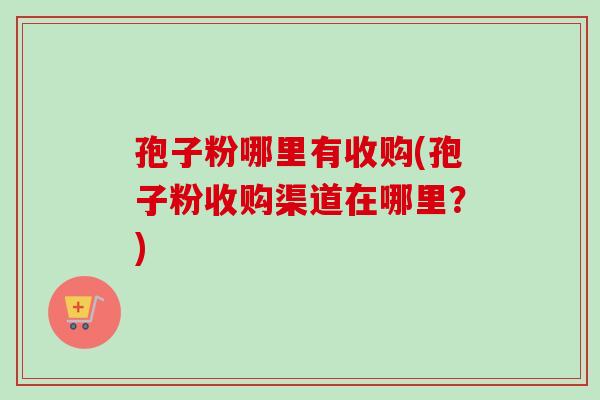 孢子粉哪里有收购(孢子粉收购渠道在哪里？)