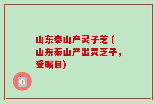 山东泰山产灵子芝 (山东泰山产出灵芝子,受瞩目) 山东泰山产灵子芝 (山东泰山产出灵芝子,受瞩目)