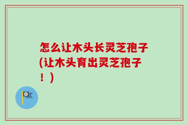 怎么让木头长灵芝孢子(让木头育出灵芝孢子!) 怎么让木头长灵芝孢子(让木头育出灵芝孢子!)