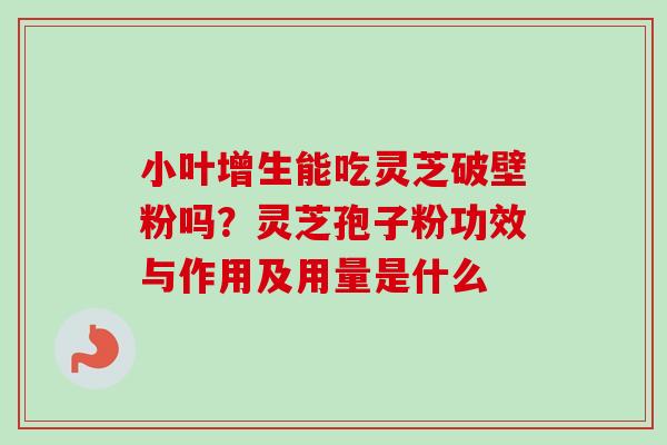 小叶增生能吃灵芝破壁粉吗?灵芝孢子粉功效与作用及用量是什么 小叶增生能吃灵芝破壁粉吗?灵芝孢子粉功效与作用及用量是什么
