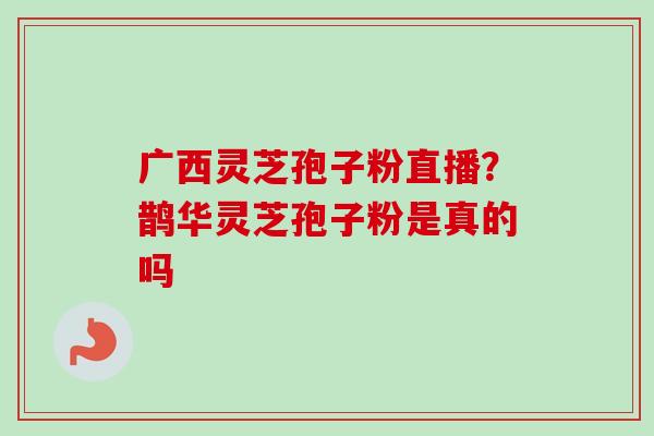 广西灵芝孢子粉直播?鹊华灵芝孢子粉是真的吗 广西灵芝孢子粉直播?鹊华灵芝孢子粉是真的吗