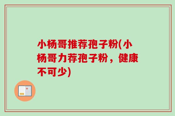 小杨哥推荐孢子粉(小杨哥力荐孢子粉，健康不可少)