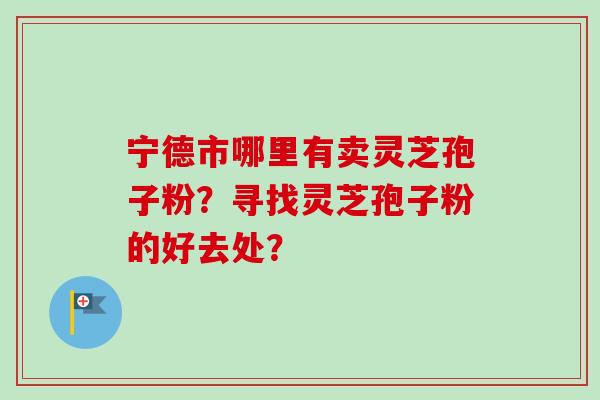 宁德市哪里有卖灵芝孢子粉？寻找灵芝孢子粉的好去处？