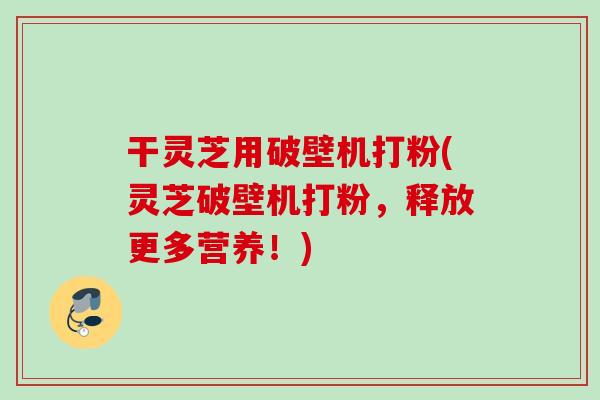 干灵芝用破壁机打粉(灵芝破壁机打粉,释放更多营养!) 干灵芝用破壁机打粉(灵芝破壁机打粉,释放更多营养!)