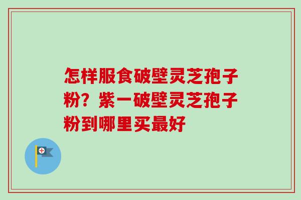 怎样服食破壁灵芝孢子粉？紫一破壁灵芝孢子粉到哪里买好