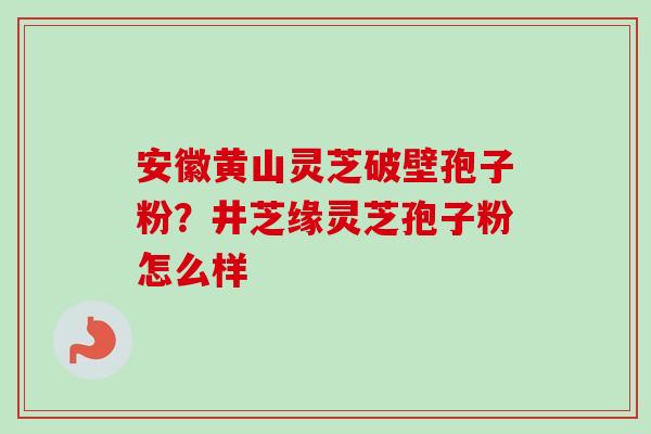 安徽黄山灵芝破壁孢子粉？井芝缘灵芝孢子粉怎么样