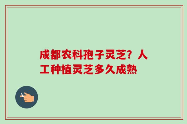 成都农科孢子灵芝?人工种植灵芝多久成熟 成都农科孢子灵芝?人工种植灵芝多久成熟