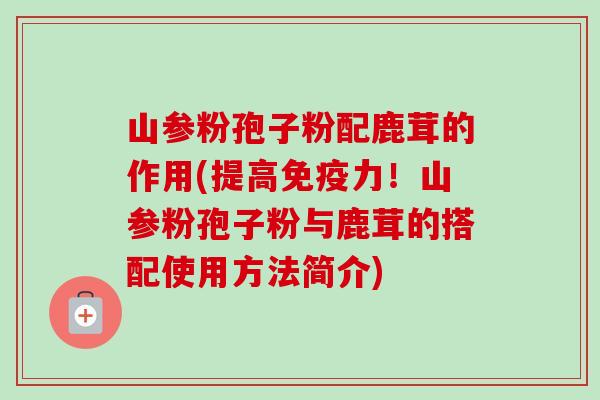 山参粉孢子粉配鹿茸的作用(提高免疫力!山参粉孢子粉与鹿茸的搭配使用方法简介) 山参粉孢子粉配鹿茸的作用(提高免疫力!山参粉孢子粉与鹿茸的搭配使用方法简介)
