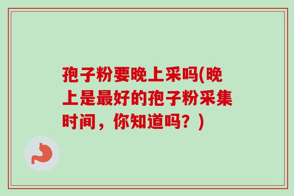 孢子粉要晚上采吗(晚上是好的孢子粉采集时间,你知道吗?) 孢子粉要晚上采吗(晚上是好的孢子粉采集时间,你知道吗?)