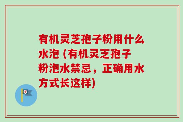 有机灵芝孢子粉用什么水泡 (有机灵芝孢子粉泡水禁忌,正确用水方式长这样) 有机灵芝孢子粉用什么水泡 (有机灵芝孢子粉泡水禁忌,正确用水方式长这样)