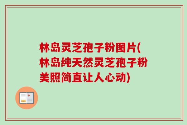 林岛灵芝孢子粉图片(林岛纯天然灵芝孢子粉美照简直让人心动) 林岛灵芝孢子粉图片(林岛纯天然灵芝孢子粉美照简直让人心动)