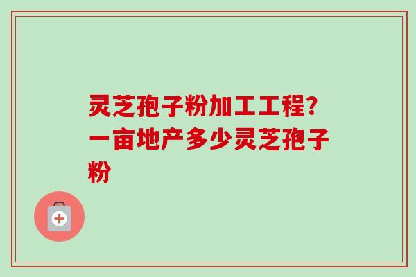 灵芝孢子粉加工工程?一亩地产多少灵芝孢子粉 灵芝孢子粉加工工程?一亩地产多少灵芝孢子粉