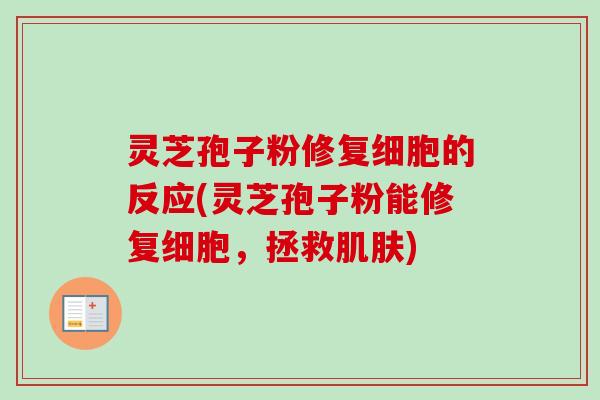 灵芝孢子粉修复细胞的反应(灵芝孢子粉能修复细胞，拯救)