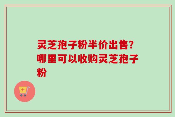 灵芝孢子粉半价出售？哪里可以收购灵芝孢子粉