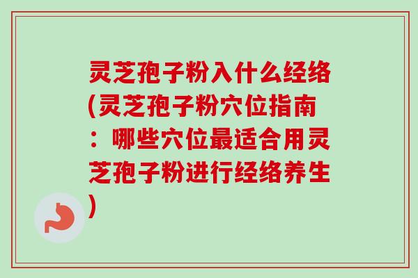灵芝孢子粉入什么经络(灵芝孢子粉穴位指南:哪些穴位适合用灵芝孢子粉进行经络养生) 灵芝孢子粉入什么经络(灵芝孢子粉穴位指南:哪些穴位适合用灵芝孢子粉进行经络养生)