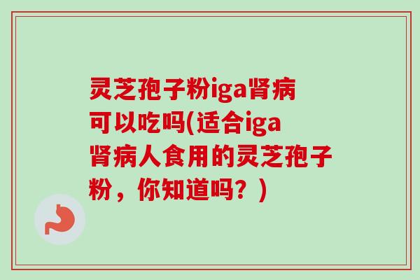 灵芝孢子粉iga可以吃吗(适合iga人食用的灵芝孢子粉,你知道吗?) 灵芝孢子粉iga可以吃吗(适合iga人食用的灵芝孢子粉,你知道吗?)