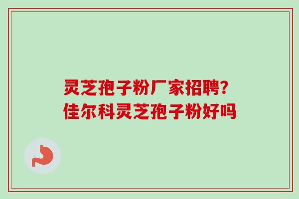 灵芝孢子粉厂家招聘？佳尔科灵芝孢子粉好吗